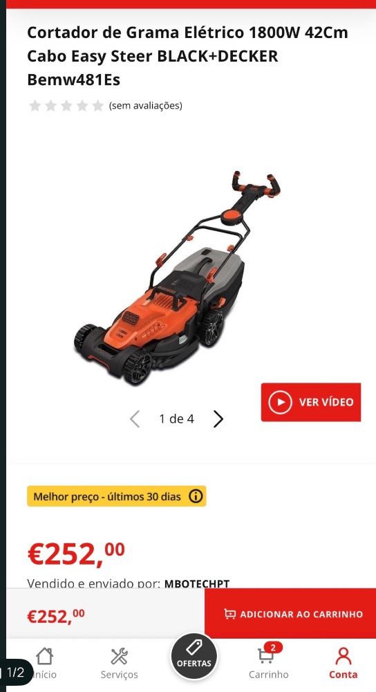 Cortador de relva Elétrico 1800W 42Cm